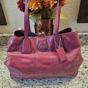 Coach Pink Leather Tote Bag